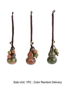 1pc Natural Stone Gourd Charm Keychain Crystal Tiger Eye Pendant DIY Braided Cord Car Hanging Bag Decoration Calabash Ornament H903 - Pendant - View 16