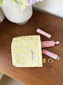 AGG 女用皺褶刺繡蝴蝶結小化妝包，內包，便攜旅行盥洗包，手提包，多功能護膚品收納包，女性衛生棉收納包，送給媽媽、女友的禮物，學生筆袋 - 彩色 - 查看 15