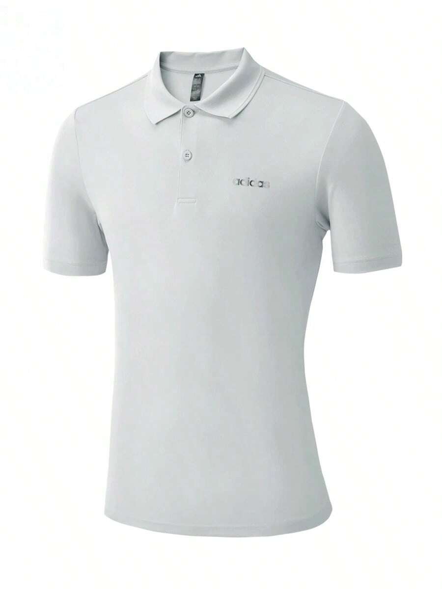 Adidas New Casual Quick-Dry Polo Shirt With Collar Short Sleeve For Men - Light Grey - View 1