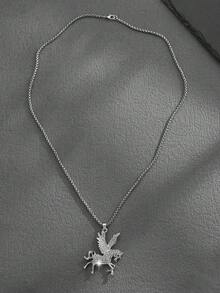 1pc Fashionable European & American Luxurious Creative Versatile Personalized Cartoon Shaped Necklace Pendant, Suitable For Men's Daily And Party Wear - Silver - View 5