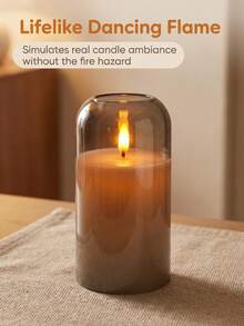 Flameless Candles, Battery Operated LED Flickering Flameless Candles, 3pcs/Set, Curved Gray, Timer And Remote Control, For Wedding, Home Party Decoration - Grey - View 4