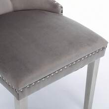 Set Of 2 65 Cm Dining Chairs In Velvet For Kitchen And Dining Room - 灰色 - 查看 9