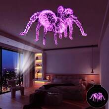 1pc Spider Projection Light USB Powered Spider Web Night Light With Breathing Light, Gothic Style Bedroom Game Room Desk Decor, Halloween Party Decoration - Black - View 5