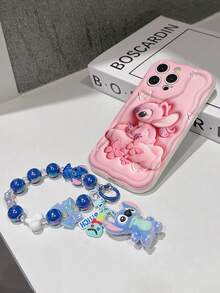 Disney Has Authorized, Phone Case - Chain Set, The Stitch Lilo & Stitch 3D Phone Case Plus A Silicone 3D Stitch Bracelet With Metallic Ring Removable Bracelet, Stitch And Angel Pattern, Compatible With Iphone17/16/15/14/13/12/30/XS/XR/X Plus Pro Max, A Stylish Cartoon Phone Case, The Perfect Gift Choice, Phone Protection, Durable Phone Cover, Great Gift For Friends And Family. - 白色 - 查看 7