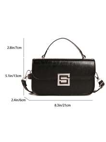 Tas Tangan Kecil Vintage Premium untuk Wanita, Tas Tote Persegi Kulit Minyak Baru, Tas Selempang Bahu Serbaguna yang Modis - Hitam - View 12
