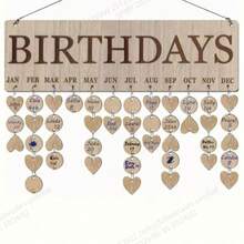 1 Set Wooden Birthday Calendar Reminder, Wall-Mounted Home Birthday Board With Labels. Wooden Birthday Calendar, Suitable For Home, Classroom, Office Display. Personalized Gift For Mom, Teacher, Grandma - Wood Color - View 1