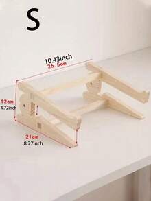 1pc Solid Wood Laptop Stand Vertical Holder Elevated Stand Cooling Base Neck Support Desktop Creative Bracket - Khaki - View 3