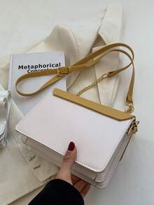 Fashionable Minimalist Versatile Color-Block Layered Shoulder Bag With Chain Strap, Suitable For Young Girls, Shopping, Dating, Evening Party, Daily Commute, Multi-Functional Shoulder Crossbody Bag - Multicolor - View 8