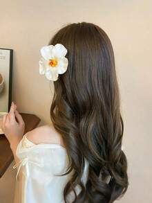 1/4件組夏威夷花朵髮夾，女款扶桑花與蓮花髮夾，時尚人造花波西米亞布藝髮夾套組，抓夾 - 彩色 - 查看 2