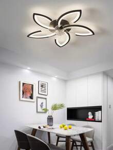 Lámpara de Techo de Lujo Nórdico Moderno 2026 con Colgante Acrílico Floral Negro, Regulable de 3 Tonos, Ventilador de Techo con 1-6 Velocidades Ajustables, Lámpara de Techo Minimalista Americana para Decoración de Espacios Interiores del Hogar, Dormitorio, Comedor y Sala de Estar - Unitalla - Ver 3