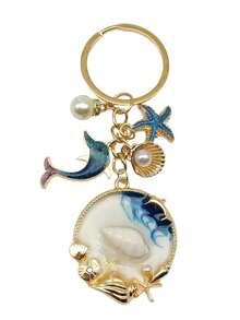 1pc Hot-Selling Ocean Style Keychain With Dolphin, Starfish, Shell And Pearl Pendant, Exquisite Fashion Bag Charm, Perfect Women's Birthday Gift, Suitable For Mother's Day, Teacher's Day, Graduation Season, Back To School, Valentine's Day, Christmas - Multicolor - View 7