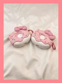 SANRIO 1pc Cute Donut KT Cat Bow Earphone Protective Case Compatible With Airpods Pro Apple Wireless Bluetooth Earphone Shell 2/3/4 Generation Cartoon Protective Case (Earphones Not Included) - View 4
