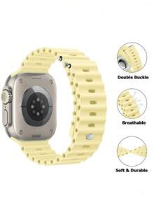 1件中性運動海洋錶帶，適用於 49mm 46mm 45mm 44mm 42mm 41mm 40mm 38mm Ultra SE Series 10/9/8/7/6/5/4/2/2/1 - 奶黃色 - 查看 9