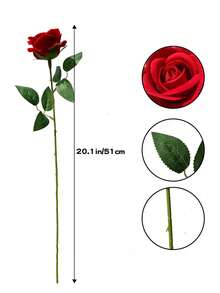 1/5/10朵仿真紅玫瑰，栩栩如生花朵，適用於DIY婚禮花束、桌面裝飾、新娘派對、情人節裝飾、嬰兒洗禮、家居裝飾、客廳、餐桌、牆面、花園、花環、臥室裝飾等，萬聖節、秋季 - 大紅 - 查看 5