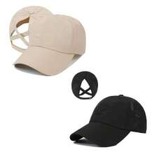 1pc Large Head Circumference Ultra-Thin Quick-Dry Adjustable Hook And Loop Ponytail Hole Baseball Cap, Sun Protection Women's Sports Camping Hat - Multicolor - View 22