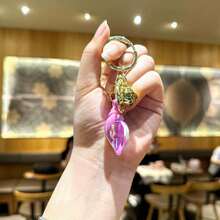 Ocean Gradient Seashell Keychain, Multi-Color Transparent Iridescent Resin Pendant With Gold Bell And Lobster Clasp, Women's Bag Charm, Car Key Decoration, Summer Beach Theme Gift, Sold Individually - Multicolor - View 14