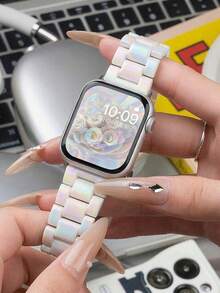 1 pieza Correa de reloj de moda para mujer de PC compatible con Apple Watch 38/40/41/42/44/45/46/49mm, correa de repuesto elegante para smartwatch compatible con Apple Watch Series 12 11 10 9 8 7 6 5 SE3 Ultra 4 3 2 1, SE y Ultra, accesorio de pulsera casual formal para uso diario, viajes al aire libre y fiestas, regalo para mujeres, amigas, familia y entusiastas de los relojes - Multicolor - Ver 9
