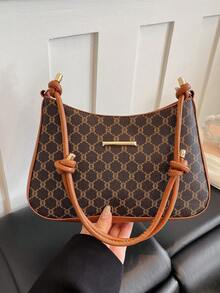 Large Capacity Versatile Women's Monogram Shoulder Bag 2026 Spring New Underarm Bag Wholesale - Coffee - View 9