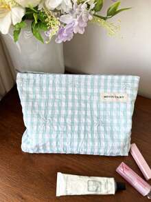 AGG 女用皺褶刺繡蝴蝶結小化妝包，內包，便攜旅行盥洗包，手提包，多功能護膚品收納包，女性衛生棉收納包，送給媽媽、女友的禮物，學生筆袋 - 彩色 - 查看 12