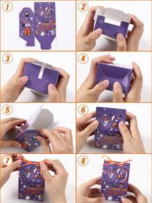 12pcs Halloween Gift Boxes With Ribbon, Pumpkin, Ghost, Bat Pattern, House Shaped Gift Boxes, Candy Boxes, Chocolate Boxes, Halloween Gift Packaging Supplies, Trick Or Treat Gift Boxes, Halloween Party Small Gift Boxes, Halloween Decoration, Halloween Party Supplies, Happy Halloween Party Decoration, Halloween Gifts, Party Small Gifts - Halloween Mix - View 12