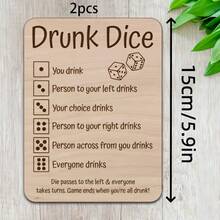 1/2件裝 Drunk Dice 木製遊戲標誌 刻印飲酒遊戲規則板 成人聚會之夜酒吧居家娛樂趣味派對遊戲配件 - 規則牌 - 查看 6