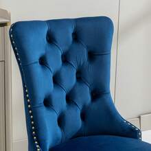 Set Of 2 65 Cm Dining Chairs In Velvet For Kitchen And Dining Room - 藍色 - 查看 9