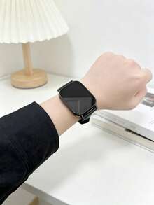 1pc Women's Fashion Leather Smart Watch Band, Compatible With Redmi Watch 5 Lite/Active, Compatible With Redmi Watch 6, Compatible With Redmi Watch 5/4, Slim Waist Strap Bracelet Wristband Accessory, Compatible With Xiaomi Band 8pro/9pro - Black - View 2
