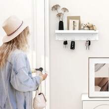 1pc Wall-Mounted 6-Hook Key Rack, Dual-Direction Design, Easy Installation For Keys And Mail. Suitable For Entryway, Hallway, Office And Other Areas, Black Surface Design. - Multicolor - View 6