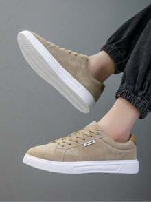 36-45 Unisex Lace-Up Casual Men's Sports Shoes, Highly Attractive Fashion White Sneakers, Versatile Soft Sole Student Skate Shoes, Couple Shoes 36-45 - Khaki - View 5