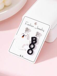1 Pair Halloween Shiny Ghost BOO Letter Design Women's Fashion Jewelry Earrings, Perfect Gift For Holiday Party - Multicolor - View 2