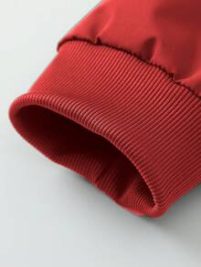 Men's Red & White Raglan Colorblock F1 Racing Style Stand Collar Jacket, Racing Flag Number & Letter Print Zip-Up Loose Street Sports Outerwear - Red - View 7