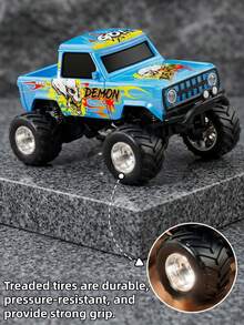 A 1:64 Mini Four-Way Remote Control Off-Road Vehicle With LED Lights And Remote Control, A Children's Toy Car Cake Ornament, Suitable For Christmas, Birthday And New Year Gifts For Boys Aged 6 To 12, A Must-Have For Children's Toy Travel - Multicolor - View 7