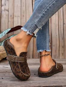 New Vintage Buckle Round Toe Comfortable Flat Slip-On Women's Shoes - Leopard Print - View 7