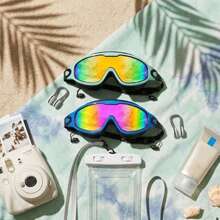 Swimming Goggles With Waterproof Phone Pouch & Nose Clip, Clear Wide Vision Swim Goggles Anti-Fog Leakproof For Youth Adults, Professional Pool Ocean Water Sports - Mint Green / Gold Mirrored - View 6