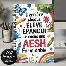 1 pièce Cahier à spirale AESH français coloré - 100 pages, parfait pour les enseignants, la remise des diplômes, l'anniversaire ou le cadeau de remerciement d'adieu, planification de liste quotidienne, avec design de papillon coloré et arc-en-ciel, cadeau pour la fête des enseignants | Design de couverture vibrant | Matériau papier, cadeau pour les enseignants - G - Voir 1
