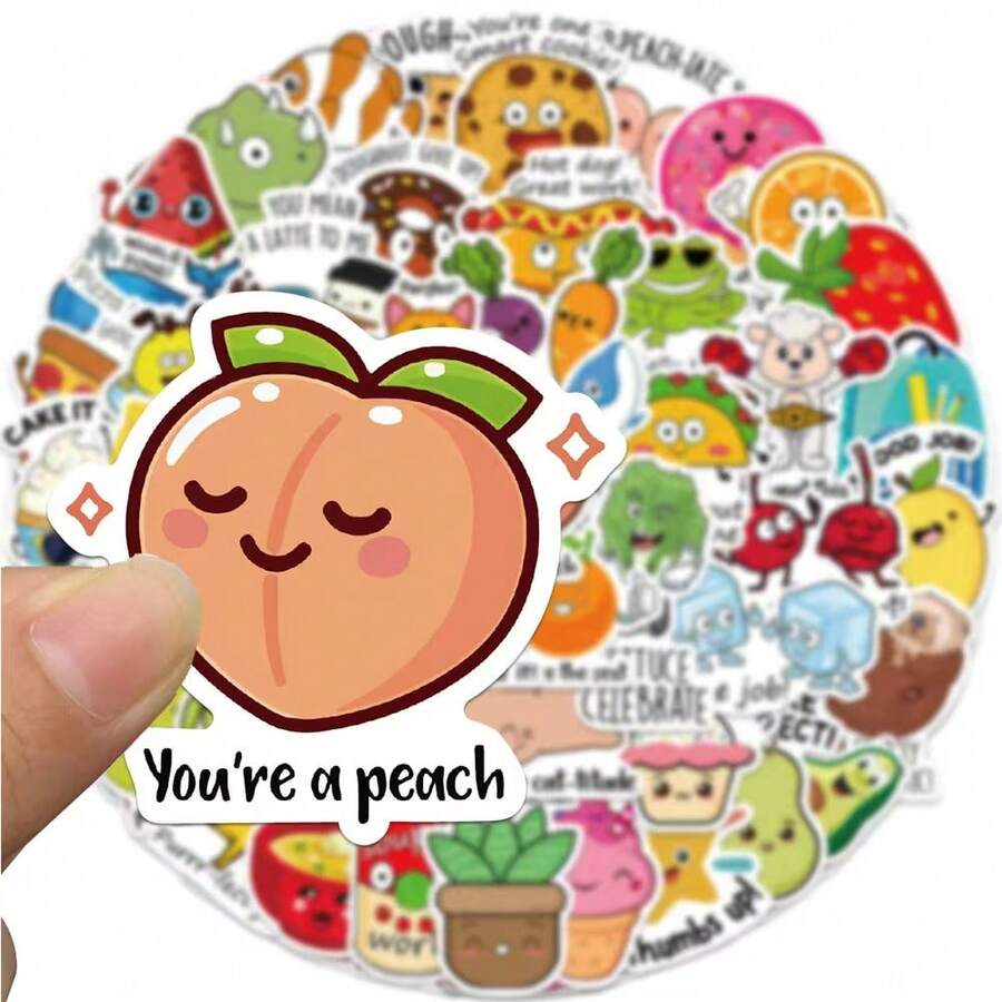 10/25/50pcs Cute Inspirational Cartoon Stickers - Humorous Pun Stickers, Gift For Friends, Cartoon Stickers, Inspirational Encouragement Stickers, Multi-Purpose Stickers Suitable For Planners, Vibrant Character Design Perfect For Students And Decoration Enthusiasts | Easy To Apply Stickers, Can Personalize Electronic Products And Stationery, Random Styles - Style 1 - View 1