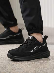 Men's Professional Anti-Crush Anti-Puncture Protective Shoes, Wide Last Design Suitable For Wide Feet, Sports Series Rubber Sole Lightweight Stylish All-Season Functional Shoes - Black - View 5
