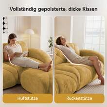 Sofa 204 cm aus Chenille fuer Zuhause - Gelb - Übersicht 5