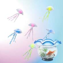 Artificial Fluorescent Jellyfish Aquarium Decoration, Soft Silicone Floating Ornament, Fish-Friendly Material, Lifelike Design, Floats Freely With Water Flow - A - View 4
