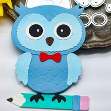 Cute Owl On Pencil Metal Cutting Dies, Back To School Animal Die Cuts, DIY Scrapbooking Card Making Embossing Template For Handmade Crafts,Teacher Student Greeting Card - A - View 3