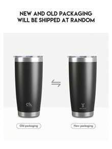 Meoky 20oz Coffee Mug Tumbler, 304 Stainless Steel Vacuum Insulated Travel Mug With Lid, Double Wall Water Bottle For Hot & Cold Drinks, Office, Travel & Outdoor Use, White Tea Cup, Birthday Gifts For Women, Mom, Best Friend, Bride & Bridesmaid - Black - View 2