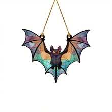 Bohemian Style Bat Window Decor - Colorful Glass Style Acrylic Dreamcatcher, Colorful Bats With Black Branches - Indoor/Outdoor Gothic Home Garden Decoration, Easy To Hang, Outdoor Decor, Halloween Decoration - J642 - View 6