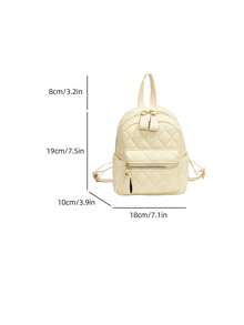 1pc PU Fabric Embroidery Thread Quilted Mini All-Purpose Casual Back Pack - White - View 2