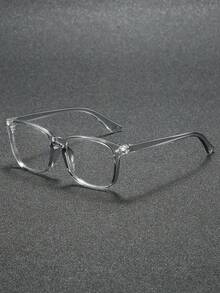 1 Pair Geometric Frame Men's Modern Minimalist Style Elegant Transparent Glasses, Suitable For Back To School, Office, Reading, Daily Wear - Clear - View 8