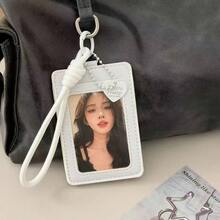 Photo Card Holder Keychain - 1pc PU Leather Wallet Size Photo Card Holder With Detachable Metal Chain, Cute Double Slot Protective Case, Suitable For Idol Photo Cards, ID Cards And Credit Cards - Lanyard + Card Holder + Heart-shaped Pendant - View 6