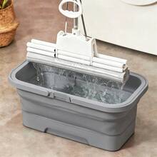 1pc Portable Mop Bucket, Foldable Laundry Basket With Handle, Large Capacity Folding Water Basin. Durable Plastic, Ideal For Indoor & Outdoor Use - Easy To Carry, Perfect For Car Washing, Fishing, And Home Cleaning - View 2