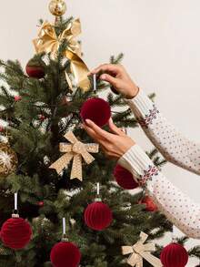 12/15pcs Velvet Christmas Tree Hanging Ornaments, Merry Christmas Decorations, Burgundy Christmas Ball Decor, Christmas Decorations, 4/6cm Red Christmas Balls, Christmas Hanging Ornaments, Home Decor, Christmas Decor, Christmas Holiday Decorations, Christmas Gifts, Indoor & Outdoor Decor - Burgundy - View 4