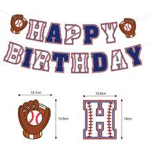 34pcs Baseball Theme Birthday Party Decoration Set Includes 15 Triangle Bunting, 6 Hanging Spiral Decorations, 12 Small Flags And 1 Large Flag, Perfect For Birthday Party, Family Gathering Or Adding Fun Decor - A - View 15