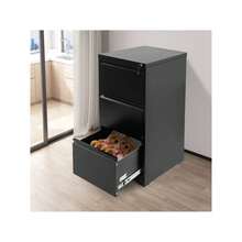 Dokumentenschrank Mit 3 Schubladen, Dokumentenschrank Mit Schloss Und Schlüssel, Multifunktionsschrank, 18,11 * 24,41 * 40,59 Zoll - Schwarz - Übersicht 1
