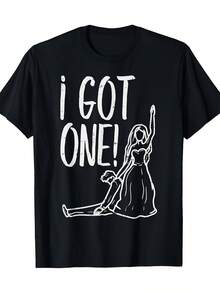1pc 100% Cotton Women's Crew Neck Tee, Just Married Bride & Groom Print Casual Top For Wedding, Bachelorette, And Bridesmaid Gift - Black - View 2